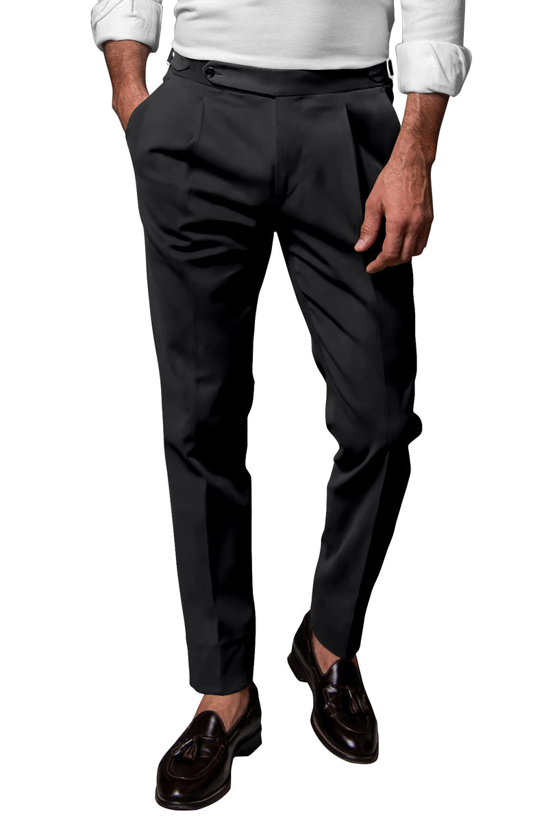 Image of a Charcoal Oxford Micropattern Cotton Stretch Chinos Fabric