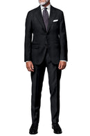 Image of a Charcoal Worsted Herringbone Merino Wool Pants Fabric