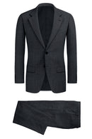 Image of a Charcoal Worsted Sharkskin Merino Wool Suiting Fabric