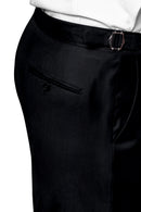 Image of a Charcoal Worsted Sharkskin Merino Wool Suiting Fabric