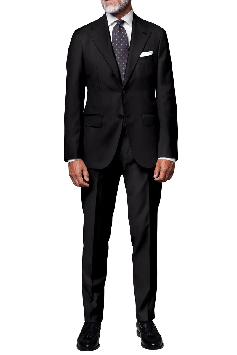 Image of a Charcoal Worsted Twill Merino Wool Pants Fabric