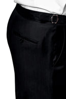Image of a Charcoal Worsted Twill Merino Wool Pants Fabric