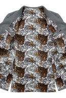 Image of a Chocolate & White Satin Prints Poly Viscose Lining Fabric