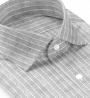 Image of a Cream & White Oxford Stripes Cotton Linen Blend Shirting Fabric