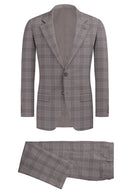 Image of a Cream & White Worsted Checks Merino Wool Suiting Fabric