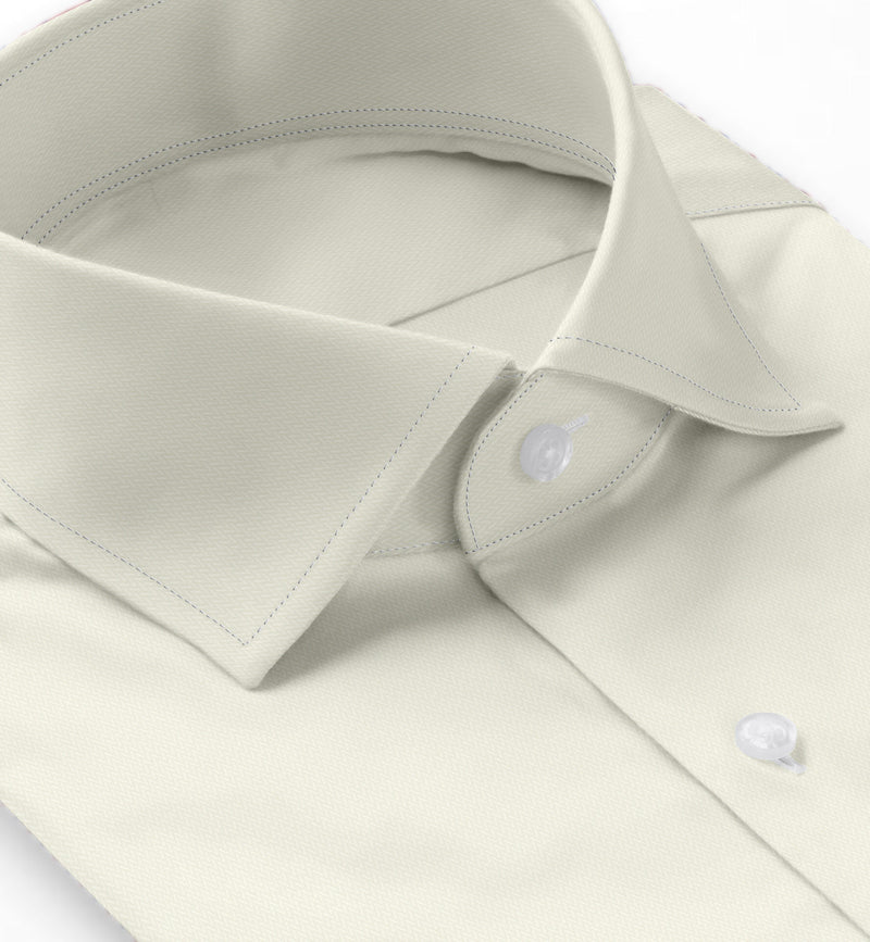 Image of a Cream Herringbone Micropattern Giza Cotton Shirting Fabric