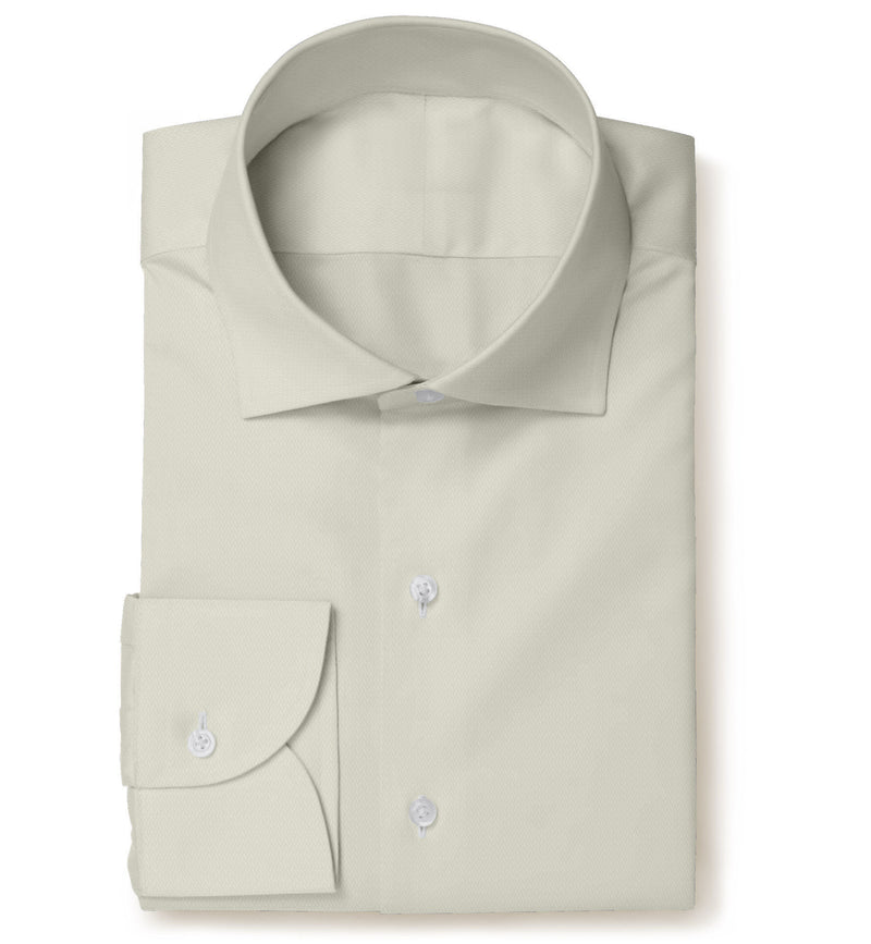 Image of a Cream Herringbone Micropattern Giza Cotton Shirting Fabric