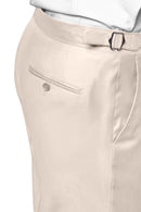 Image of a Cream Poplin Solids Cotton Stretch Chinos Fabric