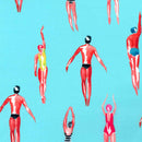 Image of a Cyan & Brown Satin Prints Poly Viscose Lining Fabric