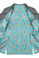 Image of a Cyan & Brown Satin Prints Poly Viscose Lining Fabric