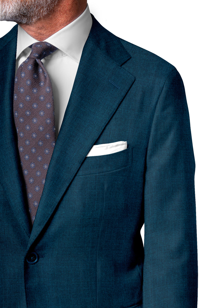 Image of a Green & Blue Worsted Twill Merino Wool Blazers Fabric