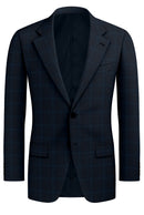 Image of a Green & Navy-Blue Worsted Checks Merino Wool Blazers Fabric