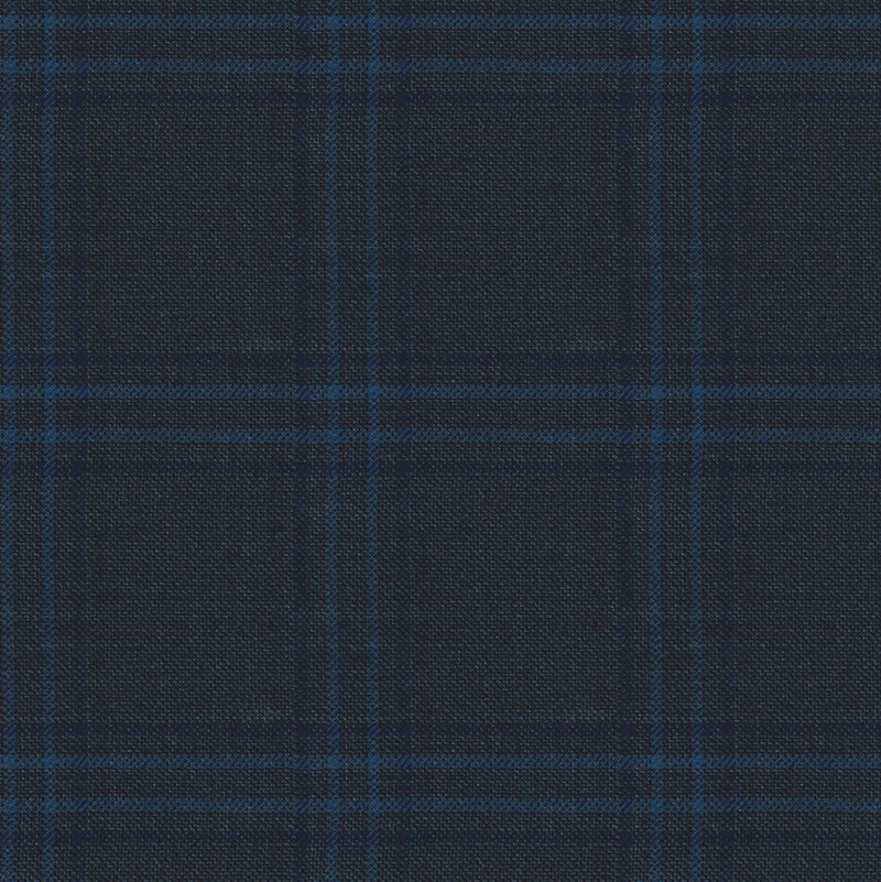 Image of a Green & Navy-Blue Worsted Checks Merino Wool Suiting Fabric