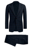 Image of a Green & Navy-Blue Worsted Checks Merino Wool Suiting Fabric