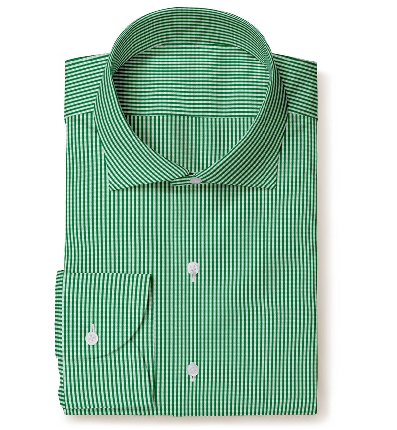 Image of a Green & White Twill Checks Giza Cotton Shirting Fabric