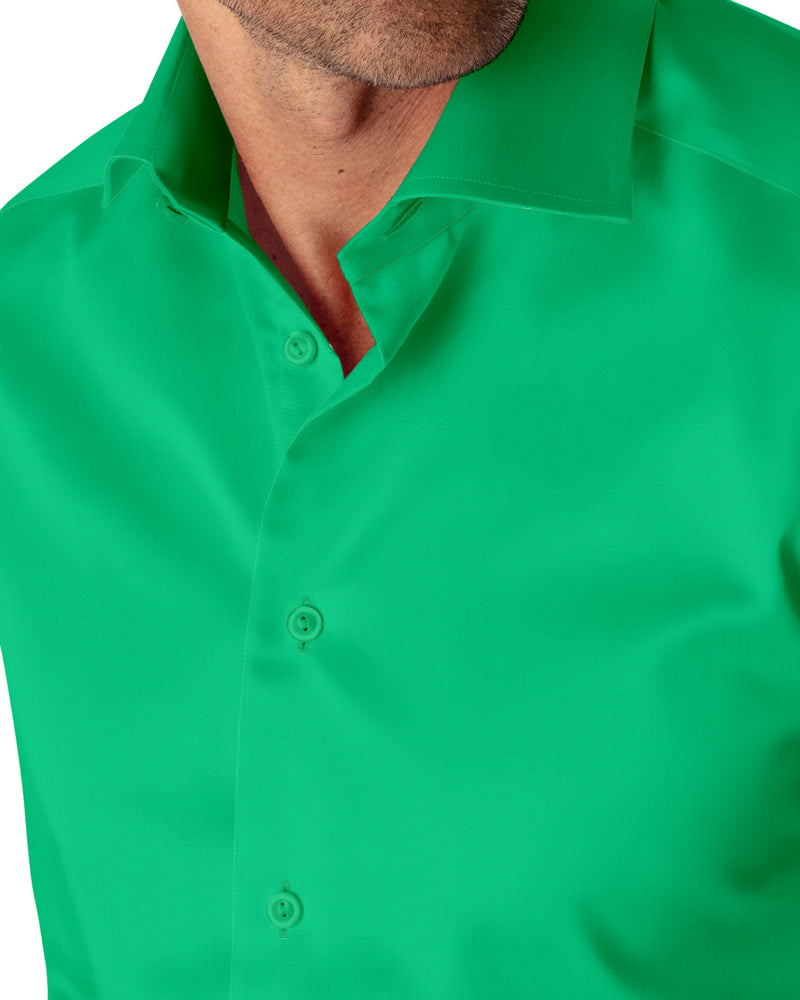Image of a Green Satin Solids Cotton Stretch Shirting Fabric