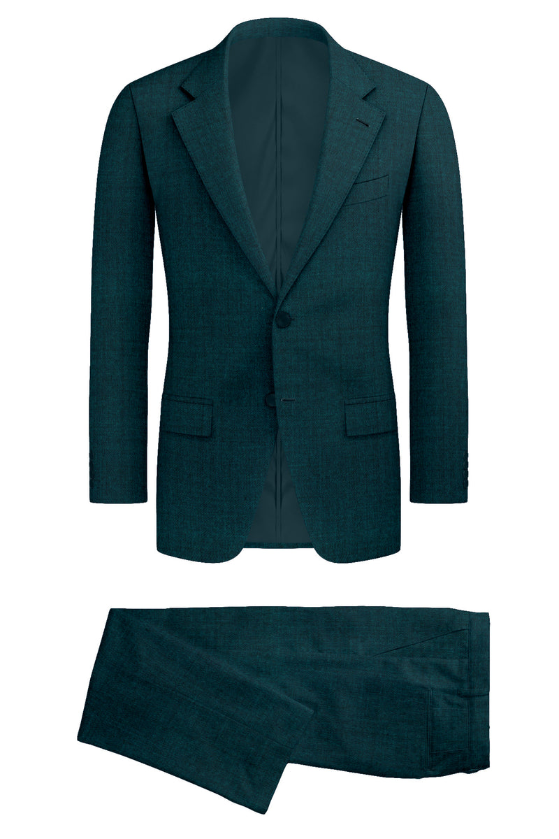 Image of a Green Worsted Twill Merino Wool Suiting Fabric