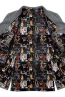 Image of a Grey & Black Satin Prints Poly Viscose Lining Fabric