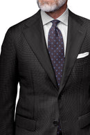 Image of a Grey & Black Worsted Birdseye Merino Wool Blazers Fabric