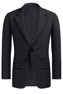 Image of a Grey & Black Worsted Checks Merino Wool Blazers Fabric
