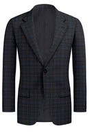 Image of a Grey & Black Worsted Checks Merino Wool Blazers Fabric