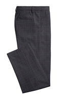 Image of a Grey & Black Worsted Checks Merino Wool Pants Fabric