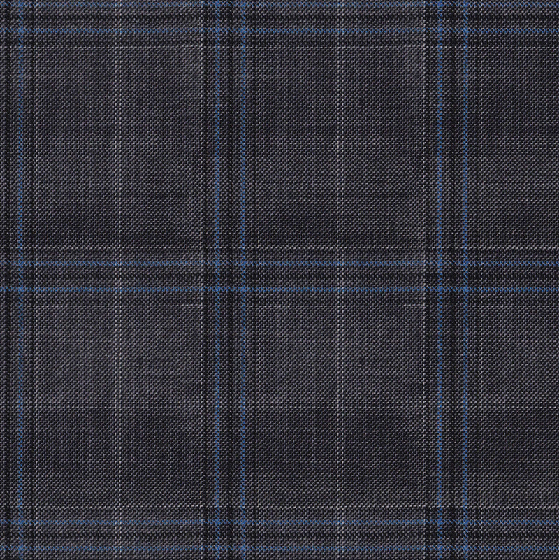 Image of a Grey & Blue Worsted Checks Merino Wool Blazers Fabric