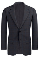 Image of a Grey & Blue Worsted Checks Merino Wool Blazers Fabric