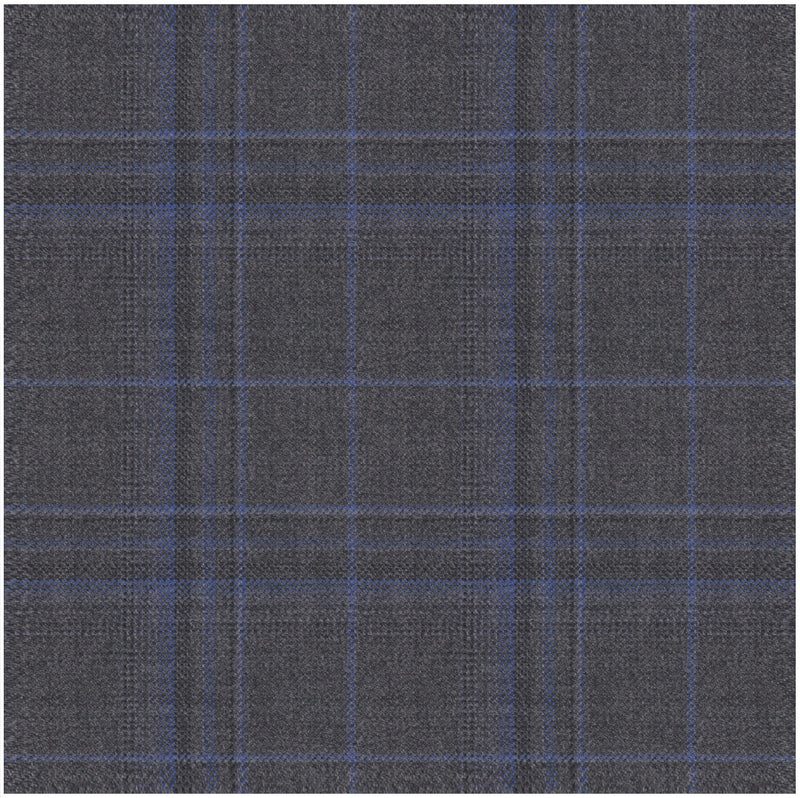 Image of a Grey & Blue Worsted Checks Merino Wool Blazers Fabric