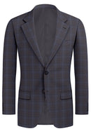 Image of a Grey & Blue Worsted Checks Merino Wool Blazers Fabric
