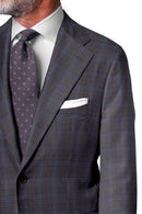 Image of a Grey & Blue Worsted Checks Merino Wool Blazers Fabric