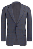 Image of a Grey & Blue Worsted Checks Merino Wool Blazers Fabric