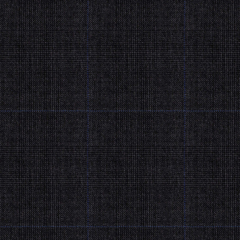 Image of a Grey & Blue Worsted Checks Merino Wool Suiting Fabric