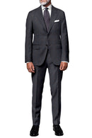 Image of a Grey & Blue Worsted Checks Merino Wool Suiting Fabric