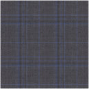 Image of a Grey & Blue Worsted Checks Merino Wool Suiting Fabric