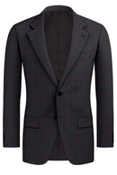 Image of a Grey & Green Worsted Checks Merino Wool Blazers Fabric
