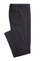 Image of a Grey & Green Worsted Checks Merino Wool Pants Fabric