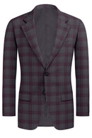 Image of a Grey & Maroon Worsted Checks Merino Wool Blazers Fabric