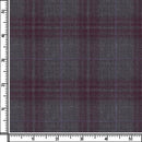 Image of a Grey & Maroon Worsted Checks Merino Wool Suiting Fabric