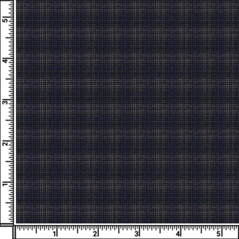 Image of a Grey & Mid-Blue Worsted Checks Merino Wool Blazers Fabric