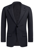 Image of a Grey & Mid-Blue Worsted Checks Merino Wool Blazers Fabric