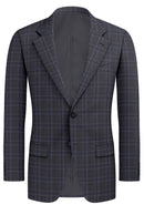 Image of a Grey & Mid-Blue Worsted Checks Merino Wool Blazers Fabric