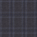 Image of a Grey & Mid-Blue Worsted Checks Merino Wool Pants Fabric
