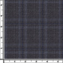 Image of a Grey & Mid-Blue Worsted Checks Merino Wool Pants Fabric