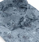 Image of a Grey & Navy-Blue Oxford Prints Linen Shirting Fabric