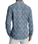 Image of a Grey & Navy-Blue Oxford Prints Linen Shirting Fabric