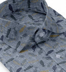 Image of a Grey & Navy-Blue Oxford Prints Linen Shirting Fabric