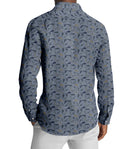 Image of a Grey & Navy-Blue Oxford Prints Linen Shirting Fabric