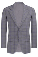 Image of a Grey & Purple Worsted Checks Merino Wool Blazers Fabric