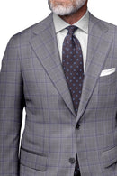 Image of a Grey & Purple Worsted Checks Merino Wool Blazers Fabric